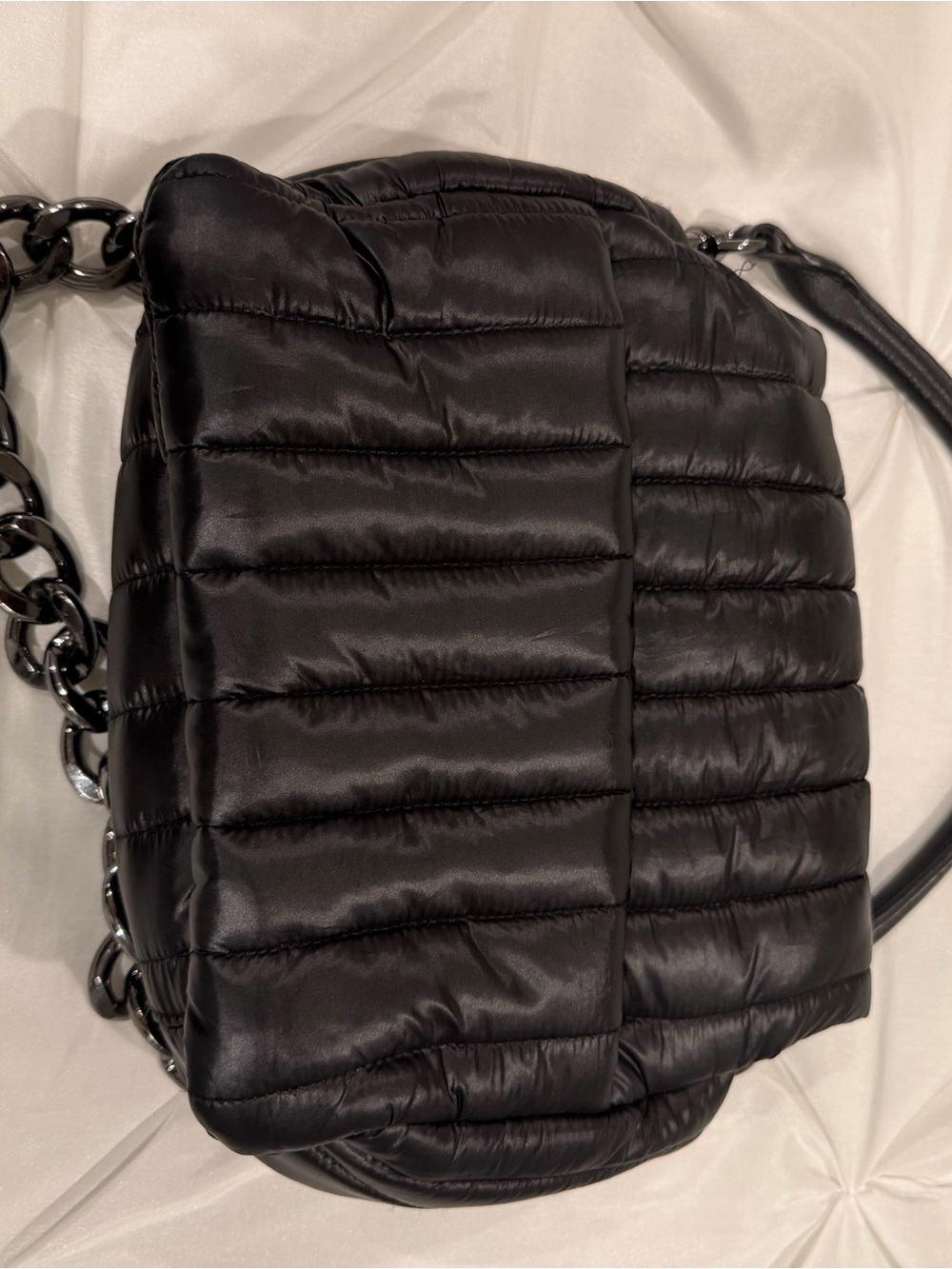 THINK ROYLN Black Quilted Puffer Shoulder Bag with Chain - Picture 3 of 6